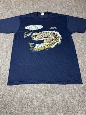 Men's Navy Blue Trout Graphic Short Sleeve T-Shirt